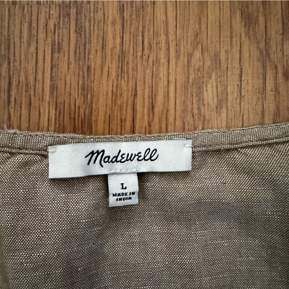 Madewell Linen Blend Alexandra Button Front Mini Unlined Dress Short Sleeve - Picture 7 of 11